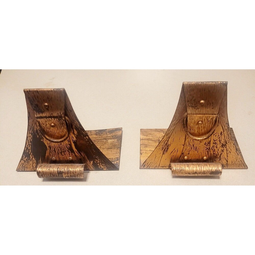 ANTIQUE HAMMERED COPPER ROYCROFT ARTS & CRAFTS STATUE BOOK SCULPTURE BOOKENDS